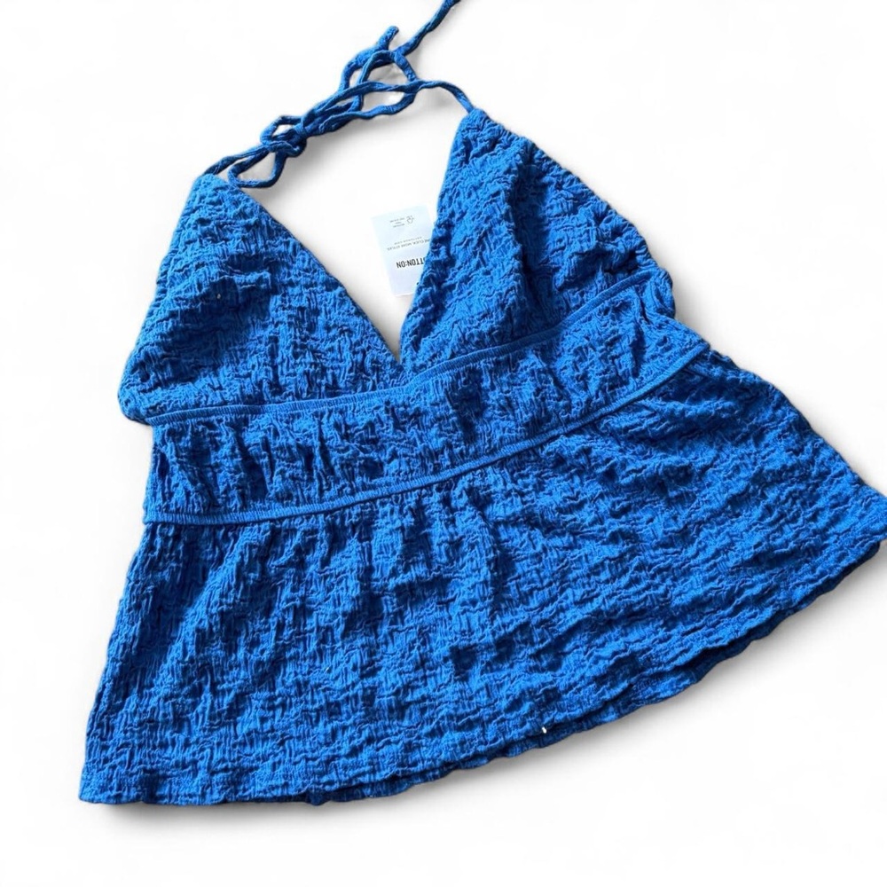 *****BLUE  HALTER TOP *****
